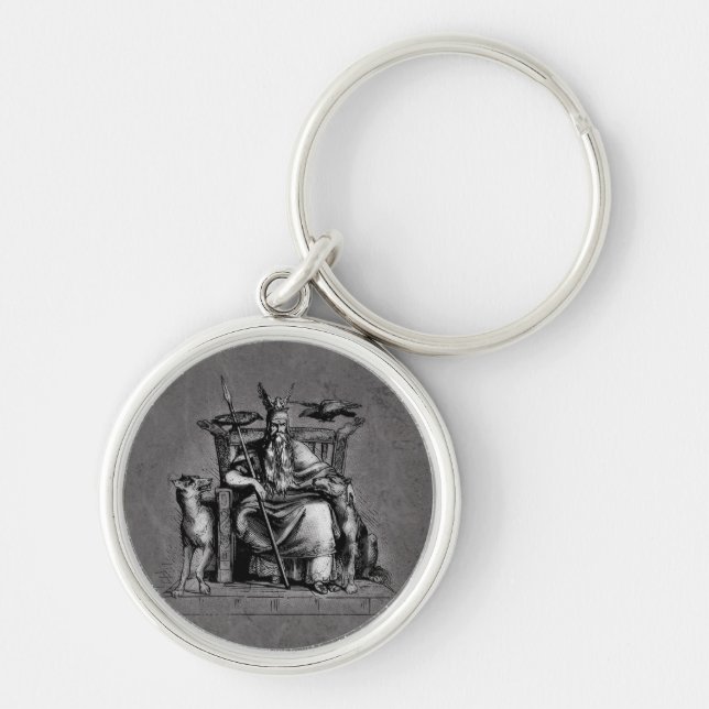 Porte-clés Corbeaux d'Odin sur Trône de Pierre Mythologie Vik (Devant)