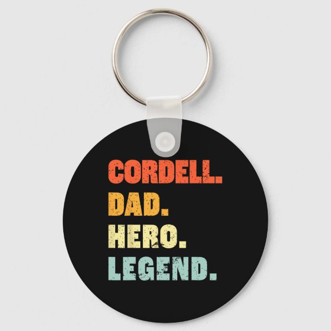 Porte-clés Cordell Papa Hero Legend Personnalisé Nom F (Recto)