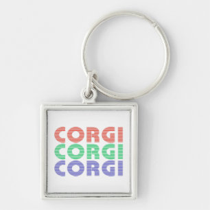 Porte-clés Corgi Dog Texte coloré moderne