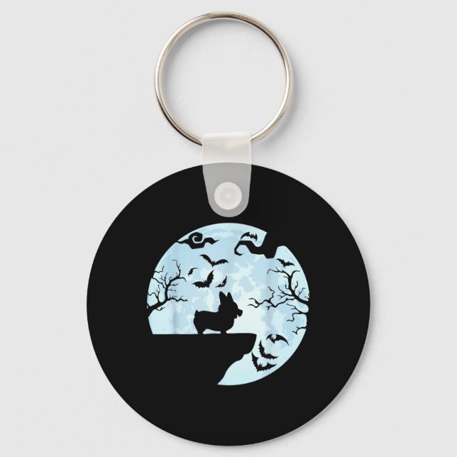 Porte-clés Corgi Et Halloween De Lune (Recto)