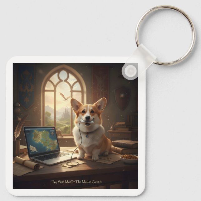 Porte-clés Corgi et Souris (Dos)
