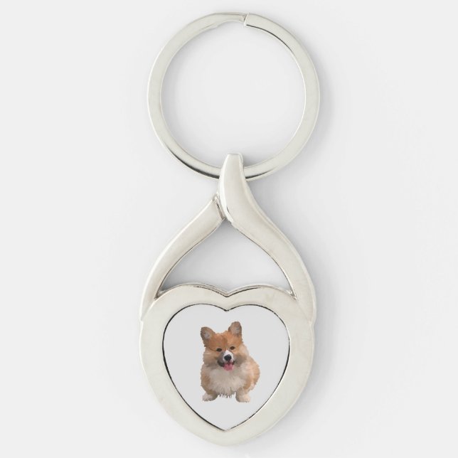 Porte-clés Corgi gallois mignon Porte - clé de coeur (Devant)