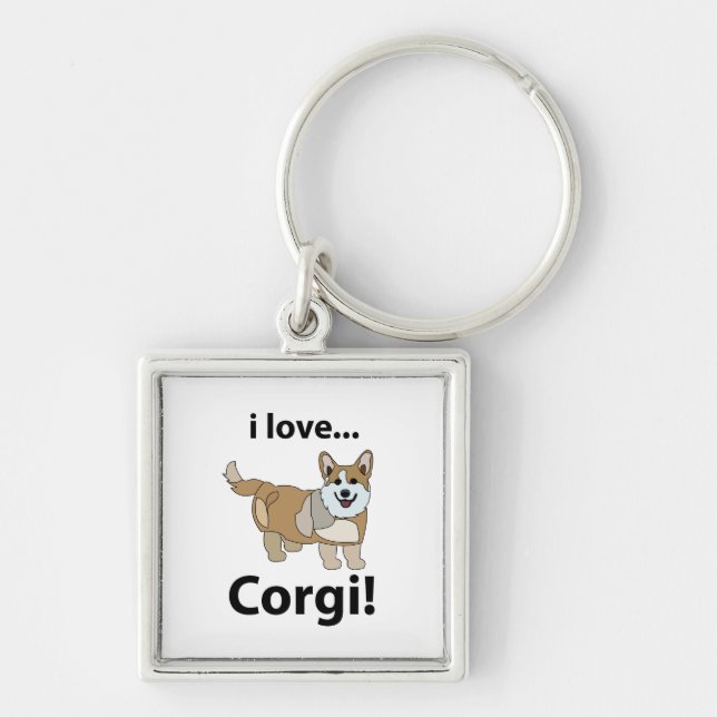 Porte-clés Corgi J'adore Corgi  (Devant)