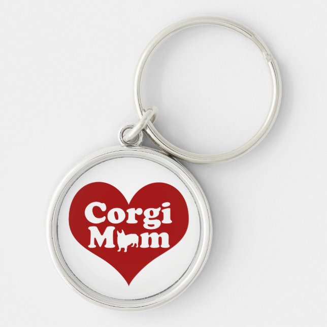 Porte-clés Corgi Maman Mignonne Coeur Rouge (Devant)