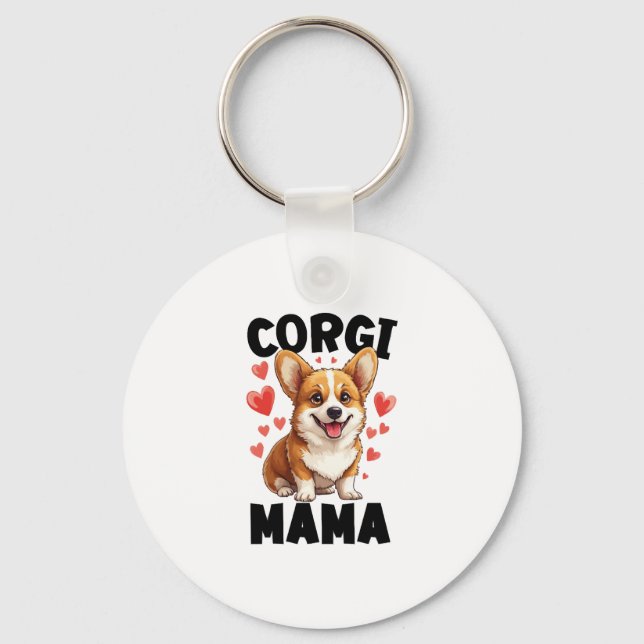 Porte-clés Corgi Mom - Cute Corgi Mama (Recto)