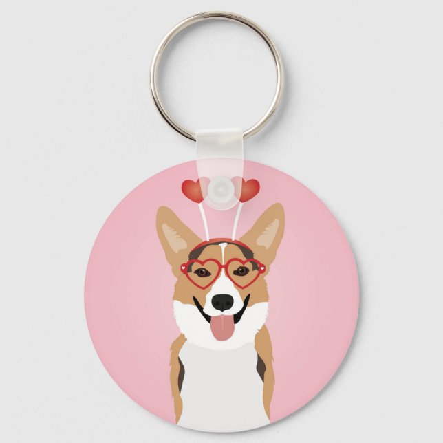 Porte-clés Corgi Saint-Valentin (Recto)
