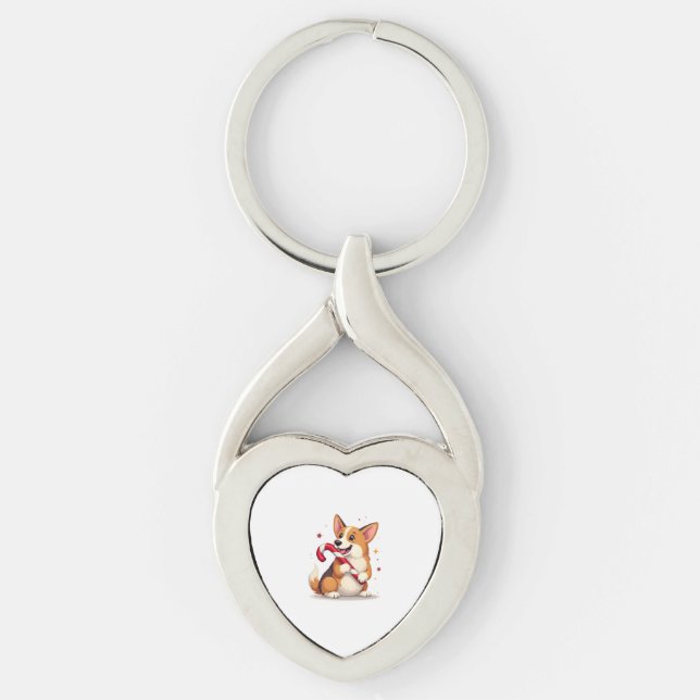 Porte-clés Corgi Sucre de canne Joy chien (Devant)