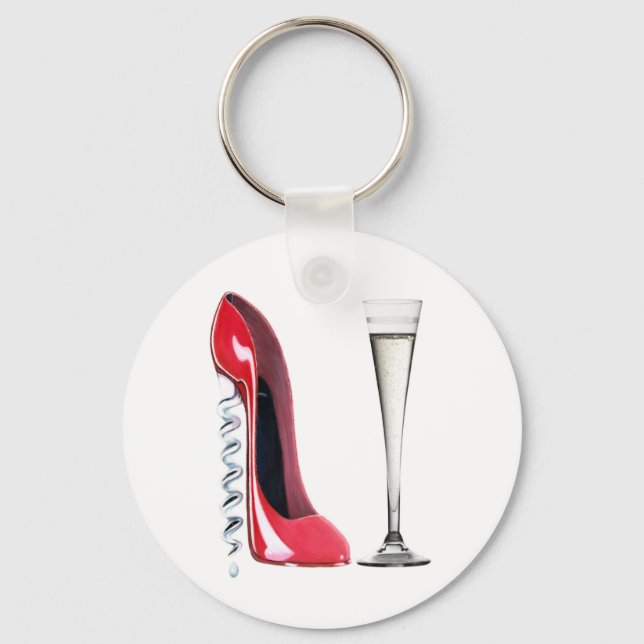 Porte-clés Corkvis Talon Rouge Stiletto Chaussure Champagne F (Recto)