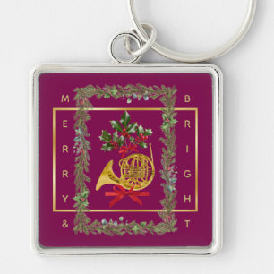 Porte-clés Corne française de Noël élégante violet