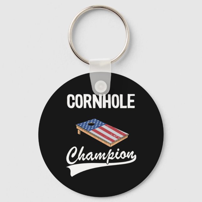 Porte-clés Cornhole Champion Américain Drapeau Bean Bag Board (Recto)