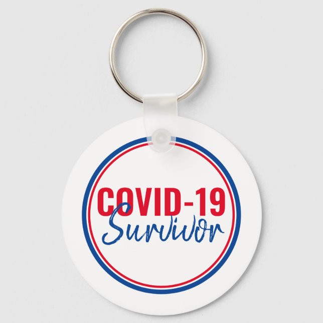 Porte-clés Coronavirus rouge bleu pandémique Covid-19 Surviva (Recto)