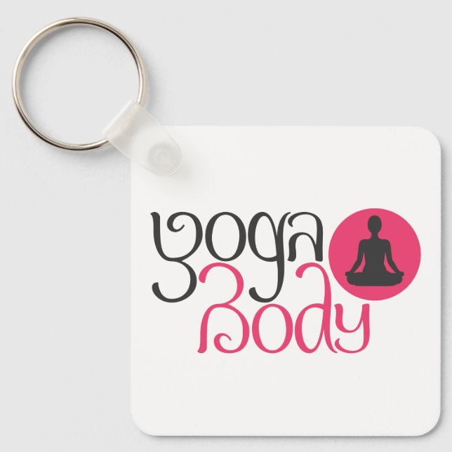 Porte-clés Corps de Yoga avec Pose de Yoga Graphique (Recto)