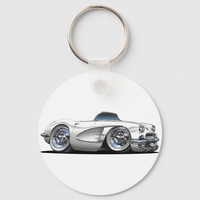 Porte-clés Corvette blanc convertible (Recto)