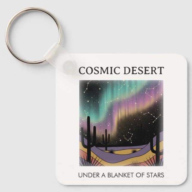 Porte-clés Cosmic Desert Aurora • Retro Western Night Sky (Recto)