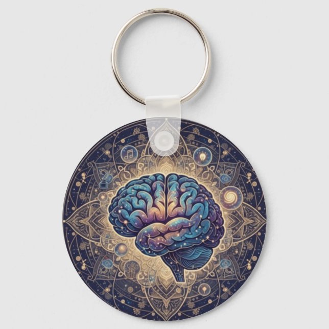 Porte-clés Cosmic Mind Mandala – Abstract Brain Art (Recto)