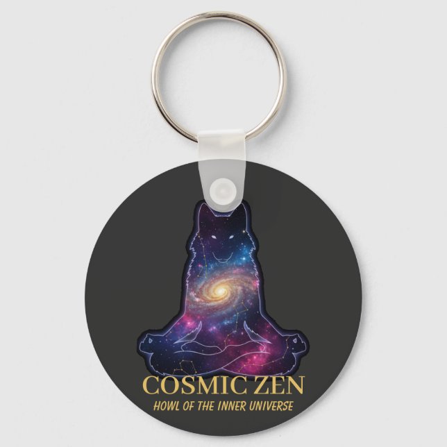 Porte-clés Cosmic Zen Wolf | Meditating Galaxy Spirit Animal  (Recto)