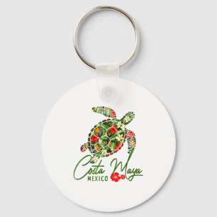 Porte-clés Costa Maya Mexique Tortue de mer Hibiscus Tropical