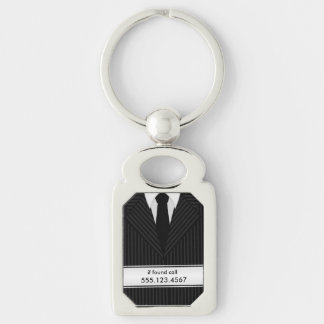 Porte-clés Costume à rayures et rectangle de Cravate en métal