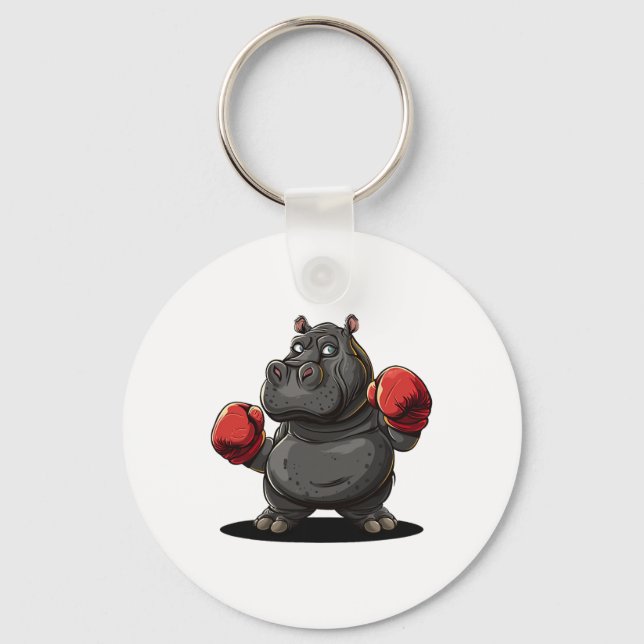 Porte-clés Costume D'Athlète cool Boxe Pour Hippo Et Animaux (Recto)