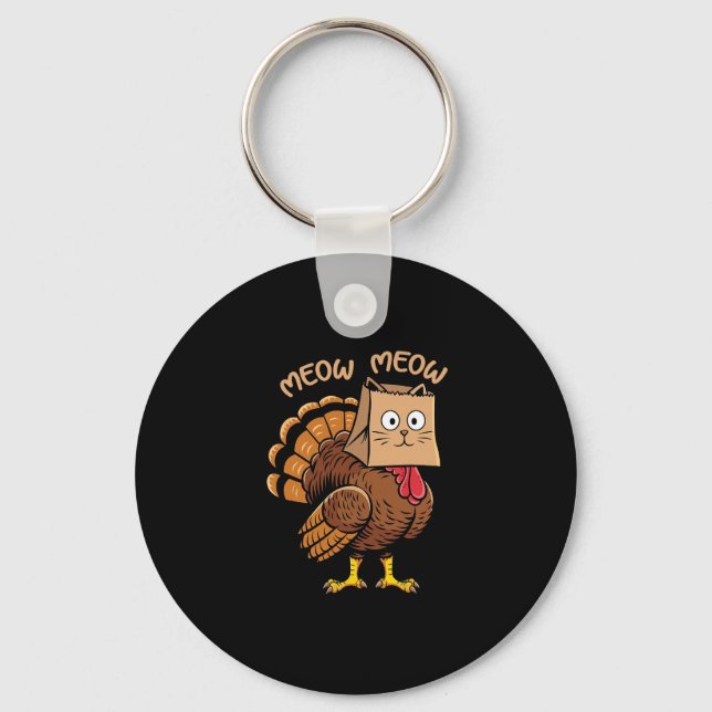 Porte-clés Costume de chat de Thanksgiving heureux Dinde drôl (Recto)