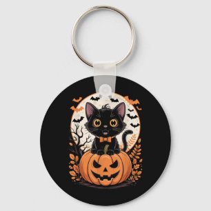Porte-clés Costume de chat noir citrouille Halloween automne