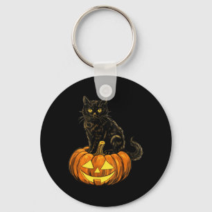 Porte-clés Costume de Citrouille d'Halloween de Chat Noir Rét
