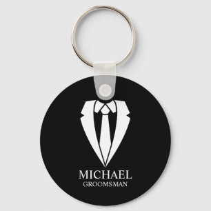 Porte-clés Costume de Mariage noir Groomsmen personnalisé