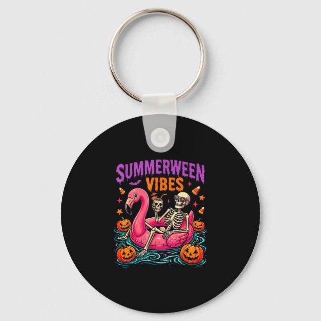 Porte-clés Costume de squelette d'Halloween d'été effrayant (Recto)