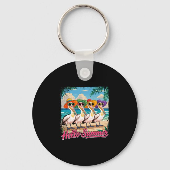 Porte-clés Costume de vacances d'été Groupe de Pélicans Célib (Recto)