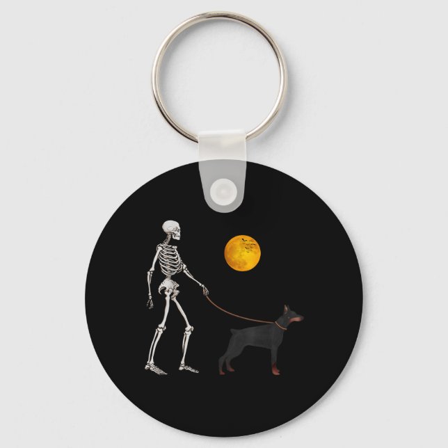 Porte-clés Costume d'Halloween Chien Doberman Squelette March (Recto)