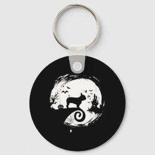 Porte-clés Costume Halloween silhouette de lune pour Bouledog