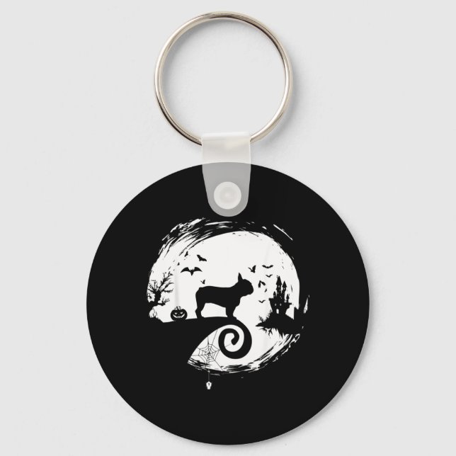 Porte-clés Costume Halloween silhouette de lune pour Bouledog (Recto)