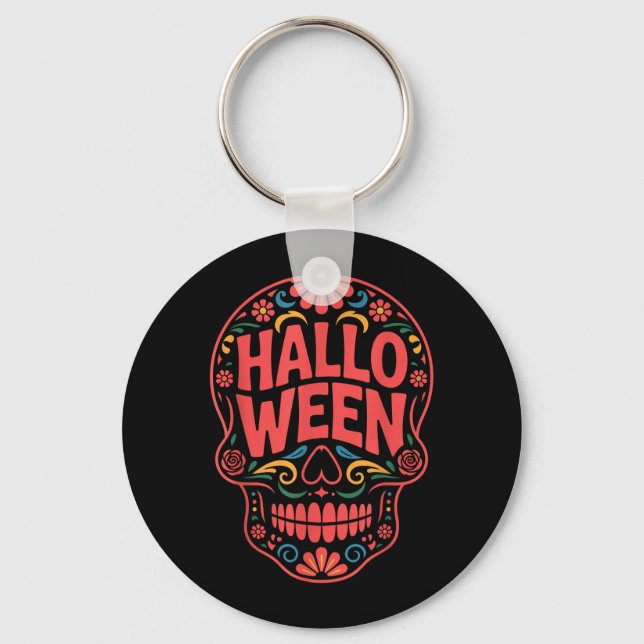 Porte-clés Costumes d'Halloween Crâne Typographie Graphique E (Recto)