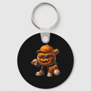 Porte-clés Costumes d'Halloween de baseball Jack-o'-lantern é