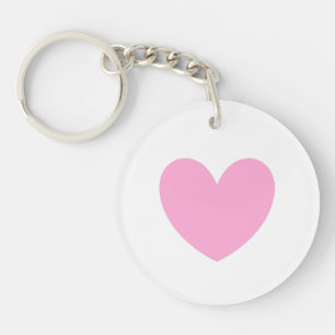 Porte-clés Coton bonbon Coeur rose sur blanc