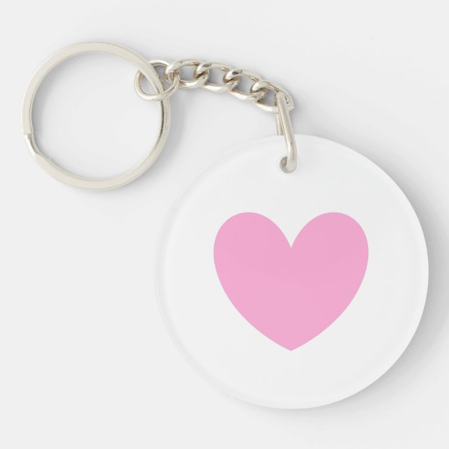Porte-clés Coton bonbon Coeur rose sur blanc (Devant)