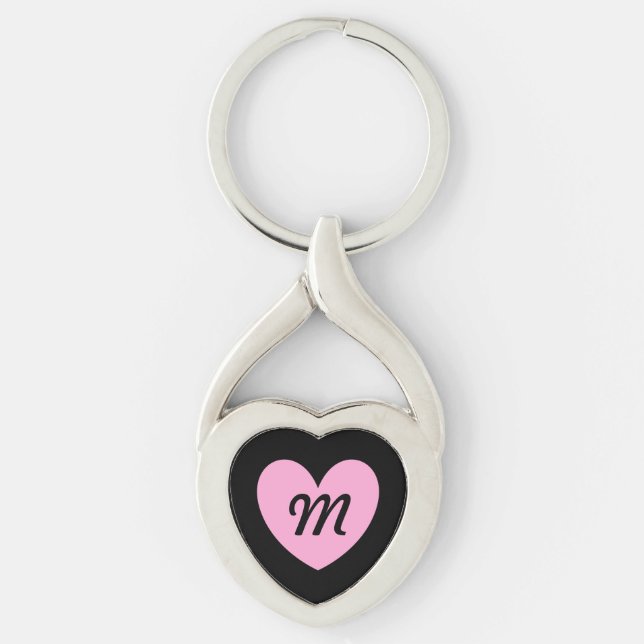 Porte-clés Coton de chocolat de monogramme Coeur rose sur noi (Devant)