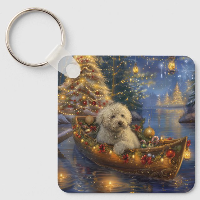 Porte-clés Coton De Tulear Voyage de Noël Festif (Recto)