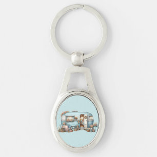 Porte-clés Cottagecore Camper Vintage Floral Accents Boho