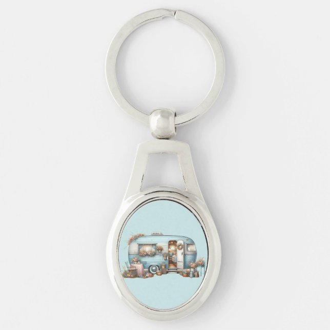 Porte-clés Cottagecore Camper Vintage Floral Accents Boho (Devant)