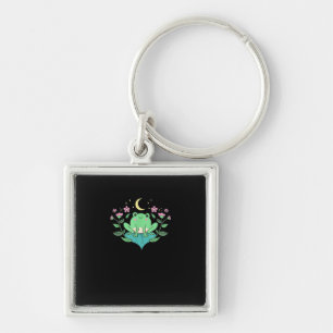Porte-clés Cottagecore Goblincore Fleurs de Lune Forêt Grenou