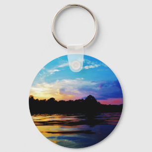 Porte-clés Coucher de soleil arc-en-ciel sur le lac de montag