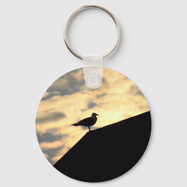 Porte-clés Coucher de soleil avec mouette (Recto)