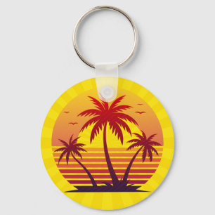 Porte-clés Coucher de soleil avec vecteur de palmiers