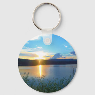 Porte-clés Coucher de soleil bleu sur le lac