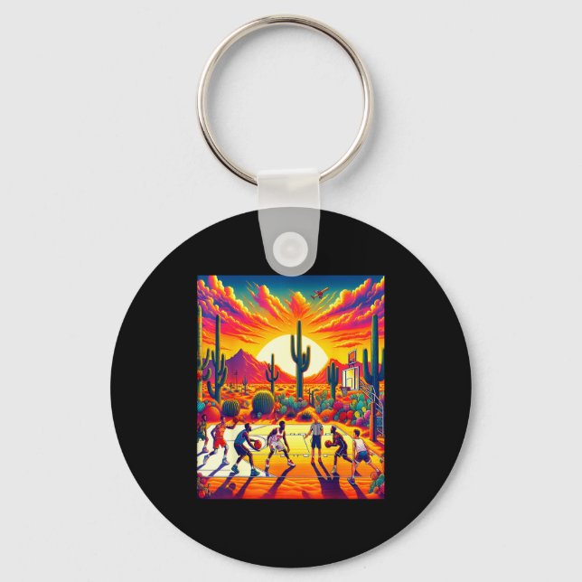 Porte-clés Coucher de soleil dans le désert de Phoenix basket (Recto)