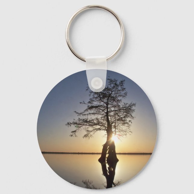 Porte-clés Coucher de soleil derrière un arbre (Recto)