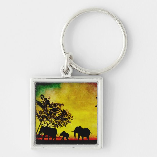 Porte-clés Coucher de soleil des éléphants (Devant)
