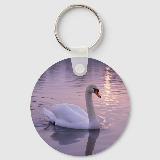 Porte-clés Coucher de soleil élégant sur le cygne (Recto)