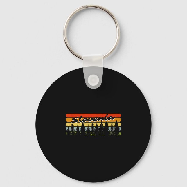 Porte-clés Coucher de soleil en forêt slovène Cabane Souvenir (Recto)